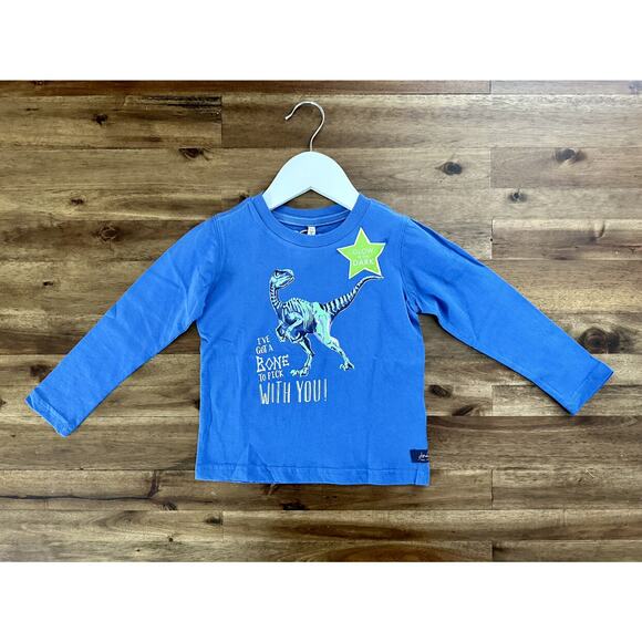 NWT Joules Blue Dinosaur Glow In The Dark T-Shirt Tee Long Sleeve Knit 2 - Picture 2 of 8